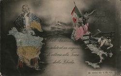 1916 Italy-America Steamship Ad, Uncle Sam Postcard