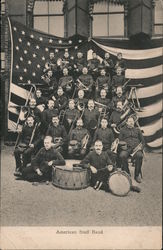 American Staff Band, large U.S. Flag Postcard