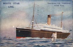 White Star Line. Twin-screw S.S. Canopic, 12,268 tons. Postcard