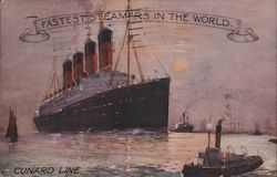 Fastest Steamers In the World Cunard Line Postcard