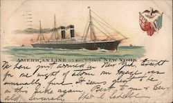 American Line - US Mail Steamer "New York" Postcard