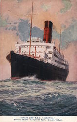 Cunard Line R.M.S. "Carintha" Tonnage 20,000. Length 624 Feet. Breadth 74 ft. Postcard