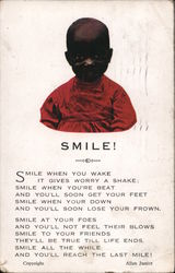 "Smile!" poem and black boy Postcard