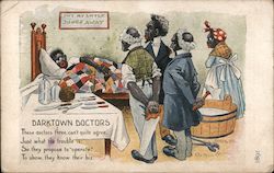 "Darktown Doctors" - African-American doctors cartoon Postcard