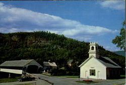 Covered Bridge And Church Postcard