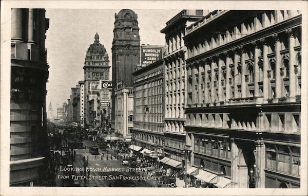 Looking Down Market Street from Fifth Street San Francisco California