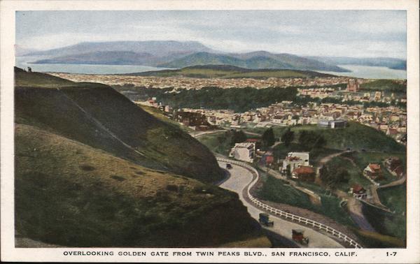 Overlooking Golden Gate from Twin Peaks Blvd San Francisco California
