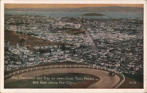 San Francisco and Bay as seen from Twin Peaks - 800 feet above the city California