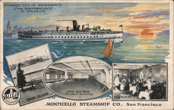 Steamer City of Sacramento from San Francisco to Vallejo - Monticello Steamship Co. California