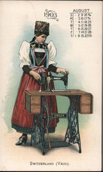Singer Sewing Machines - Swiss Clothing - 1903 Calendar Trade Card