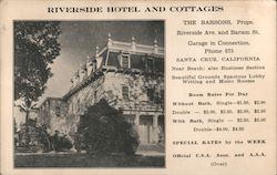 Riverside Hotel and Cottages Santa Cruz, CA Ephemera Ephemera Ephemera