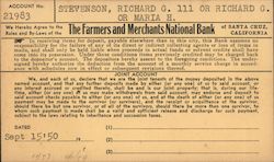 The Farmers and Merchants National Bank account registration form Ephemera