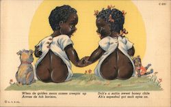 When de golden moon comes creepin' up across de fah horizon Postcard