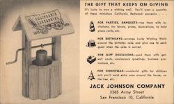 California Centennial 1949 - ad for miniature wishing wells, Jack Johnson Company Postcard