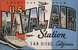 Greetings from U.S. Naval Air Station, San Diego California Postcard Postcard Postcard