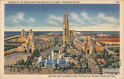 Avenue of the Seven Seas and Exposition Tower - Treasure Island 1939 Golden Gate International Exposition (GGIE) Postcard Postca Postcard