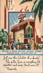 Chicago & North Western Railway Exhibit in the Vacationland Building, GGIE Postcard