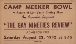 Camp Meeker Bowl: The Gay Nineties Review, 1942 Postcard