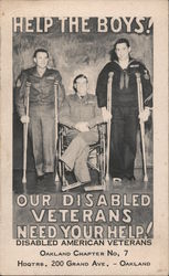 Help The Boys! Our Disabled Veterans Need Your Help Postcard
