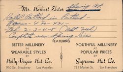 Hat show and sale announcement, 1947 Postcard