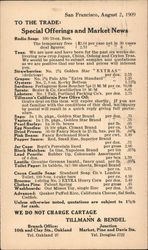 To The Trade: Special Offerings and Market News (1909) Postcard