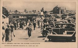 Daily Crowds Visiting the Dionne Quintuplets Postcard