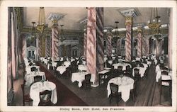 Dining Room of the Clift Hotel Postcard