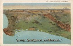 Sunny Southern California - Topographical Map Postcard