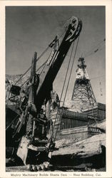 Mighty Machinery Builds Shasta Dam Postcard