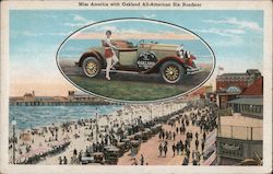 Miss America with Oakland All-American Six Roadster Postcard