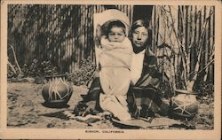 Indian Mother with baby in a Papoose Bishop, CA Postcard Postcard Postcard