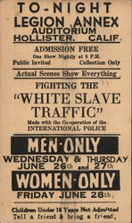 "Fighting The White Slave Traffic" show announcement Postcard