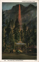 The Fire Fall at Glacier Point - Yosemite National Park California Postcard Postcard 