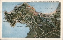 Map of the Monterey Peninsula in California Postcard