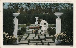 Pola Negri in her Garden Beverly Hills, CA Postcard Postcard Postcard