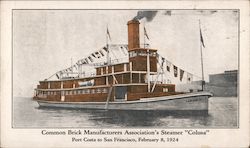 Common Brick Manufacturers Association's Steamer "Colusa" Postcard