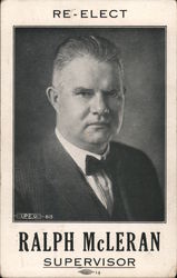 Re-Elect Ralph McLeran, Supervisor Postcard