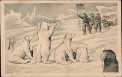 Polar Bears greet Explorers with champagne at the North Pole Postcard