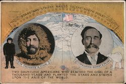 Stars And Stripes Nailed To The North Pole: Cook and Peary Postcard