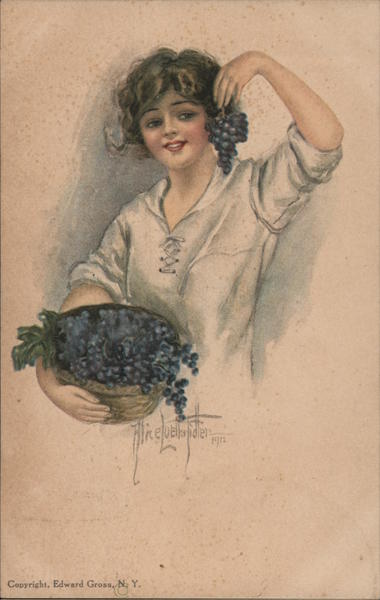 Girl holding grapes Women