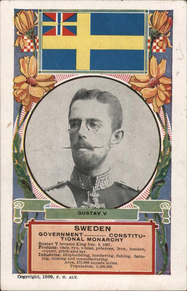King Gustav V, Flag, Flowers and Facts about Sweden