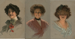 Lot of 3 Beautiful Women Artist Signed G. Ellka Postcard Postcard Postcard