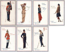 Set of 7: Women in Military Uniforms "A Call to Arms Series I" Postcard