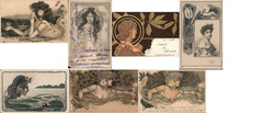 Lot of 7: Art Nouveau Women Postcard