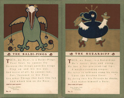 Lot of 2: Arts & Crafts Amiable Animals and Bumptious Birds Rare! Postcard