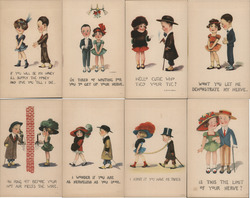 Lot of 8: Children Couples Postcard Postcard Postcard