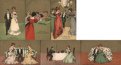 Lot of 6: Women Courting Men Postcard