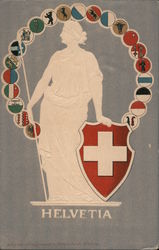 Helveia. Emblems of Switzerland and its cantons. Postcard Postcard Postcard