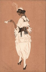 Woman in a feathered hat Postcard
