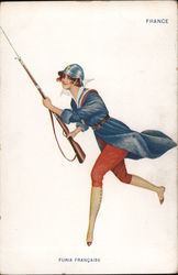 Furia Francaise. Woman soldier. Postcard